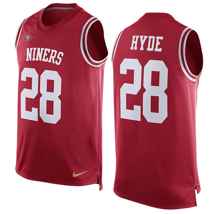 San Francisco 49ers #28 Carlos Hyde Scarlet Player Name & Number Tank Top