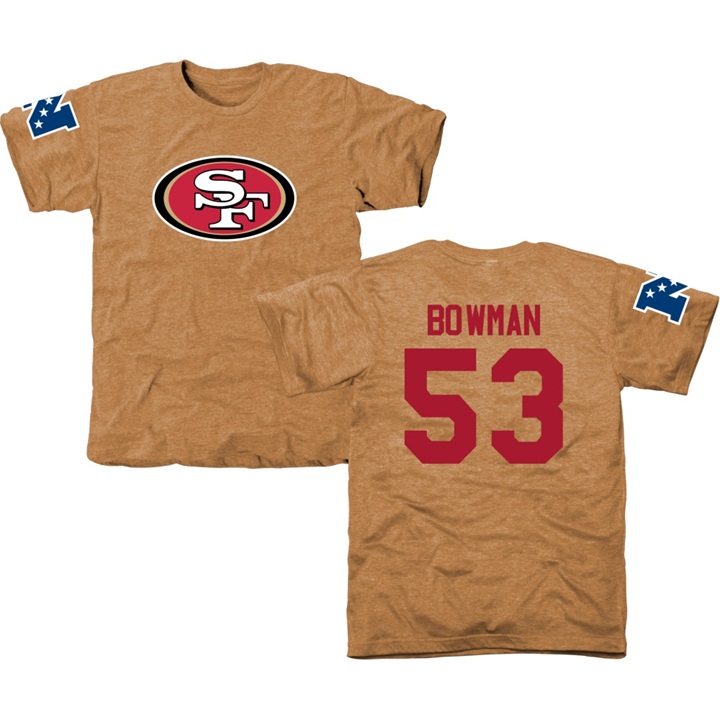 San Francisco 49ers #53 NaVorro Bowman Gold Name & Number Tri-Blend T-shirt