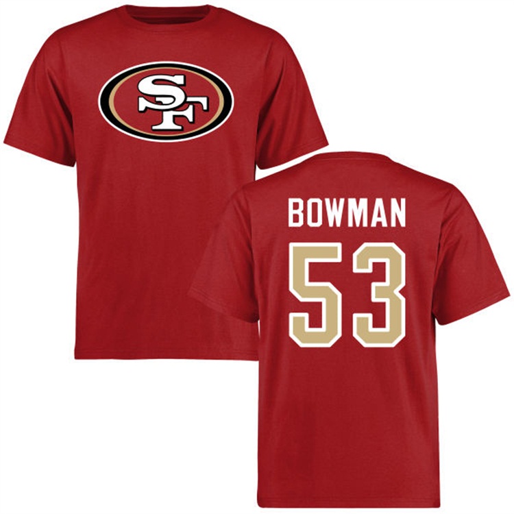 San Francisco 49ers #53 NaVorro Bowman Name & Number Red Logo T-shirt