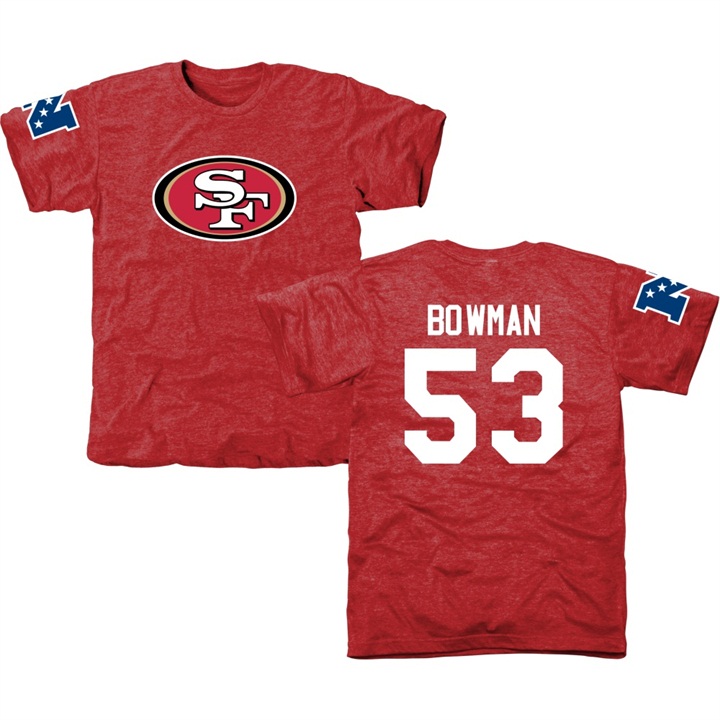 San Francisco 49ers #53 NaVorro Bowman Red Name & Number Tri-Blend T-shirt