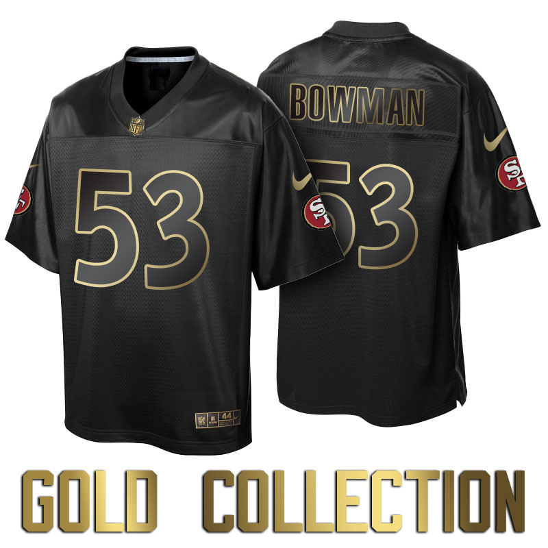 San Francisco 49ers #53 NaVorro Bowman Super Bowl 50th Black Gold Collection Jersey