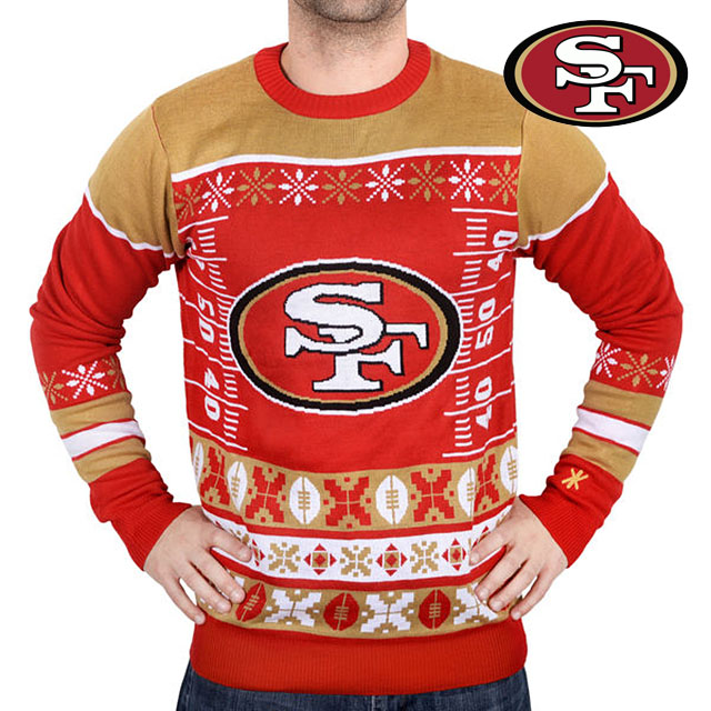 San Francisco 49ers Klew Scarlet Thematic Crew Knit Ugly Sweater