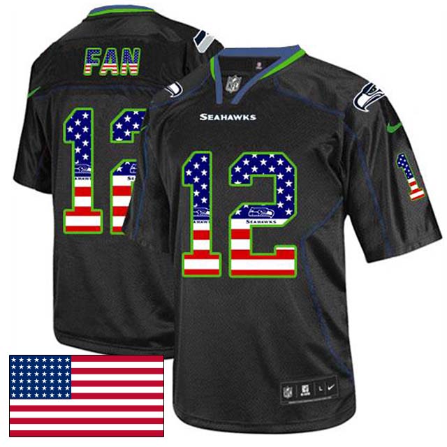 Seattle Seahawks #12 12th Fan Black USA Flag Fashion Jersey