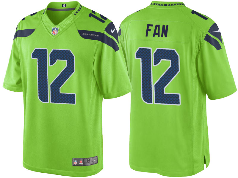 Seattle Seahawks #12 12th Fan Green Color Rush Limited Jersey