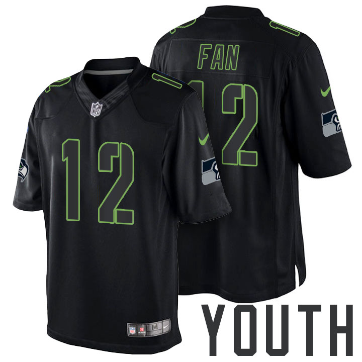 Youth Seattle Seahawks #12 12th Fan Black Impact Limited Jersey