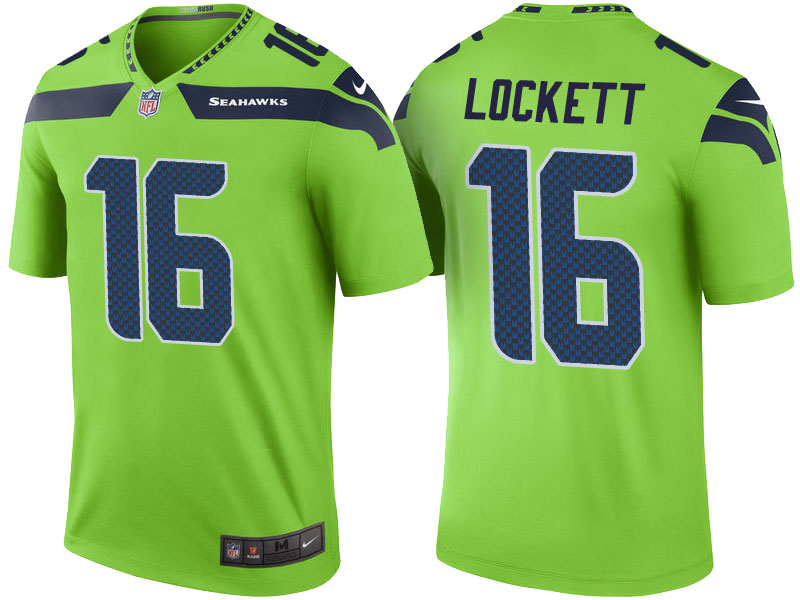 Seattle Seahawks #16 Tyler Lockett Green Color Rush Legend Jersey