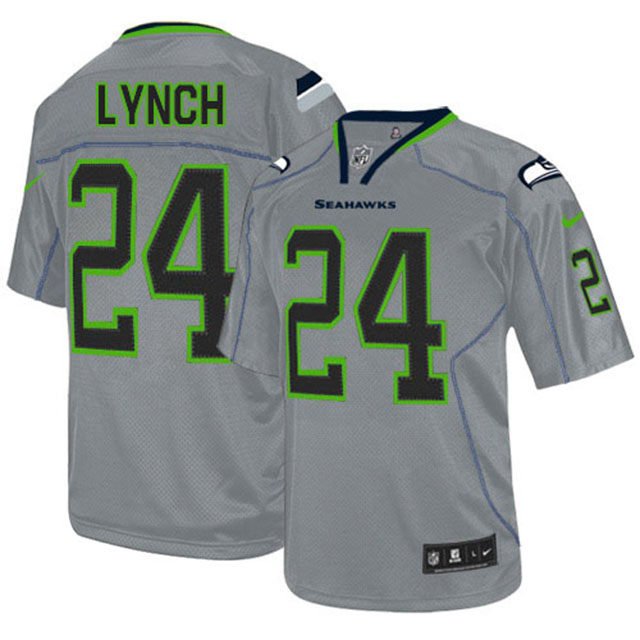 Seattle Seahawks #24 Marshawn Lynch Grey Lights Out Jersey