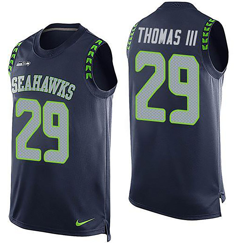 Seahawks #29 Earl Thomas III Steel Blue Team Color Men NFL Limited Tank Top