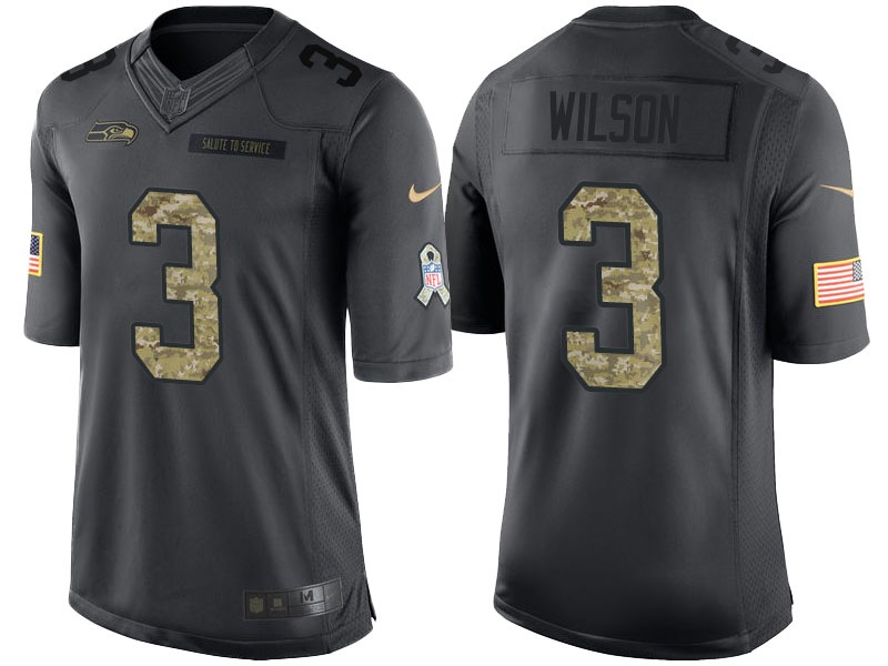 Seattle Seahawks #3 Russell Wilson Anthracite 2016 Salute to Service Limited Jersey