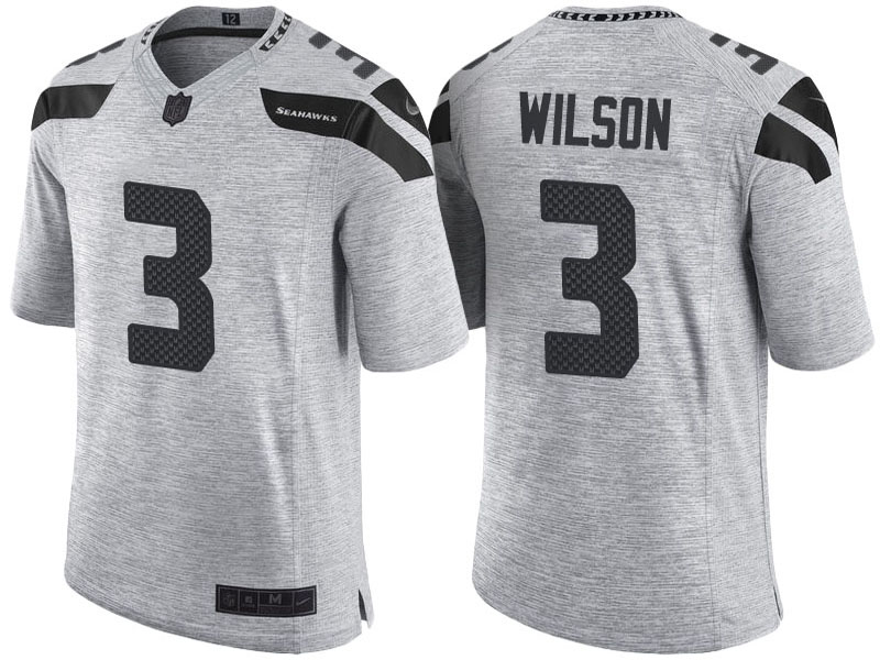 Seattle Seahawks #3 Russell Wilson 2016 Gridiron Gray II Limited Jersey