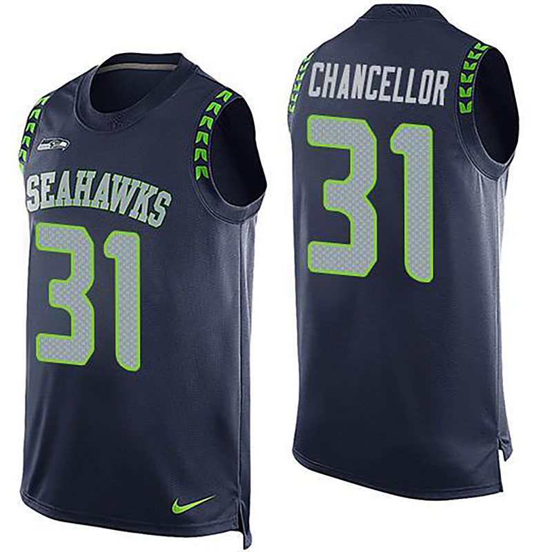 Seahawks #31 Kam Chancellor Steel Blue Team Color Men NFL Limited Tank Top