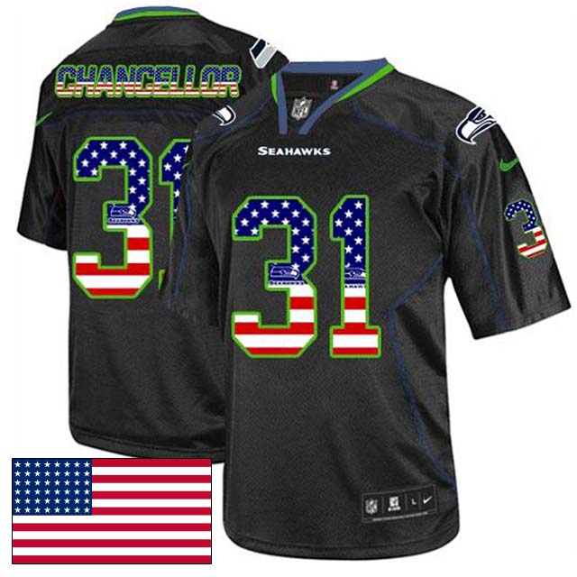 Seattle Seahawks #31 Kam Chancellor Black USA Flag Fashion Jersey