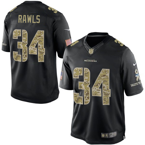 Seattle Seahawks #34 Thomas Rawls Black Salute To Service Jersey