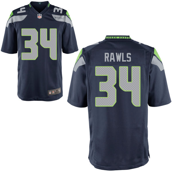 Seattle Seahawks #34 Thomas Rawls Navy Blue Game Jersey