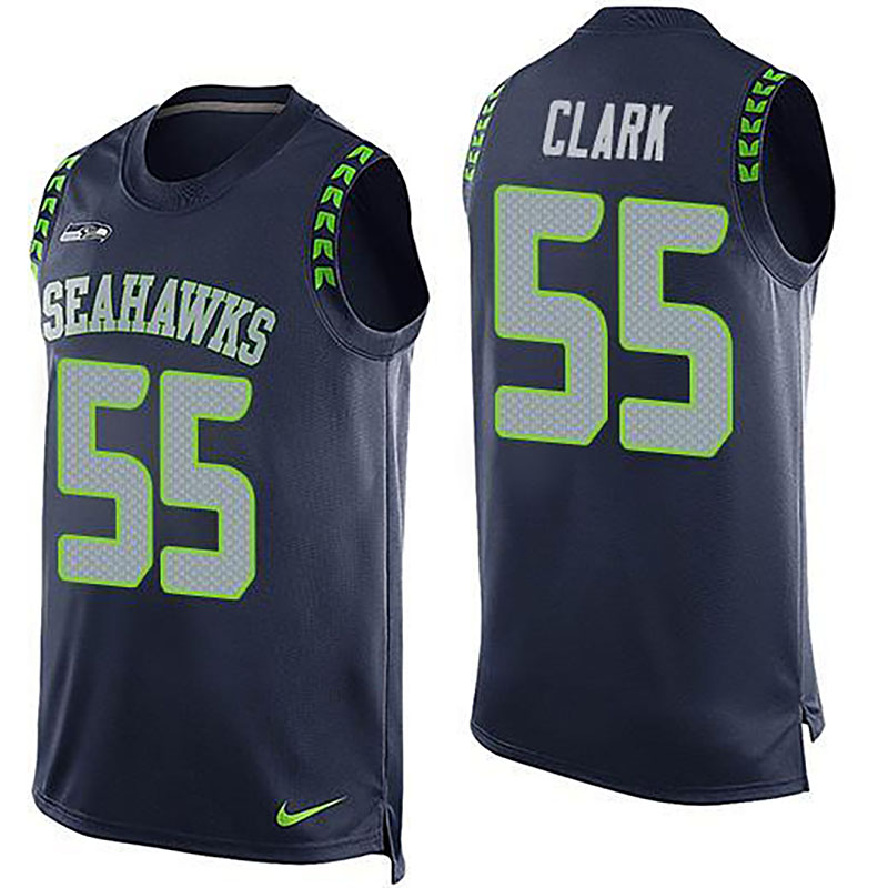 Seahawks #55 Frank Clark Steel Blue Team Color Men NFL Limited Tank Top