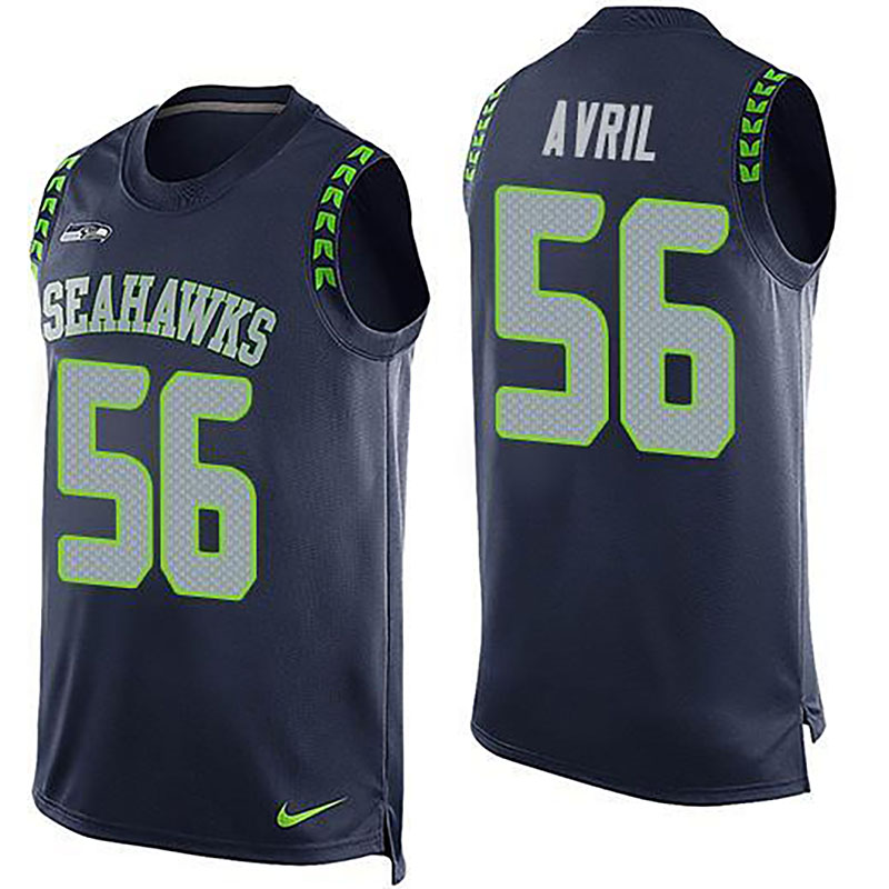 Seahawks #56 Cliff Avril Steel Blue Team Color Men NFL Limited Tank Top