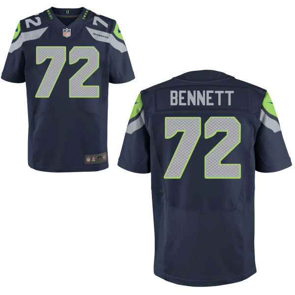 Seattle Seahawks #72 Michael Bennett Navy Blue Elite Jersey