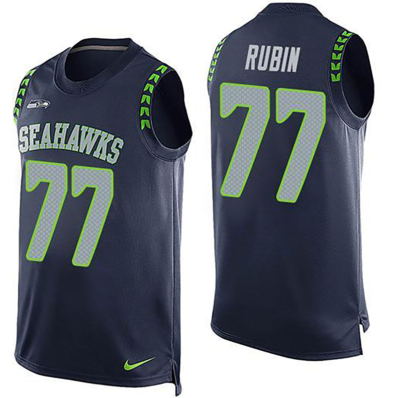 Seahawks #77 Ahtyba Rubin Steel Blue Team Color Men NFL Limited Tank Top