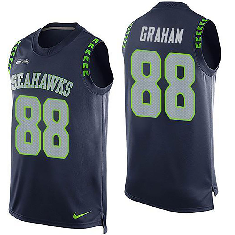 Seahawks #88 Jimmy Graham Steel Blue Team Color Men NFL Limited Tank Top