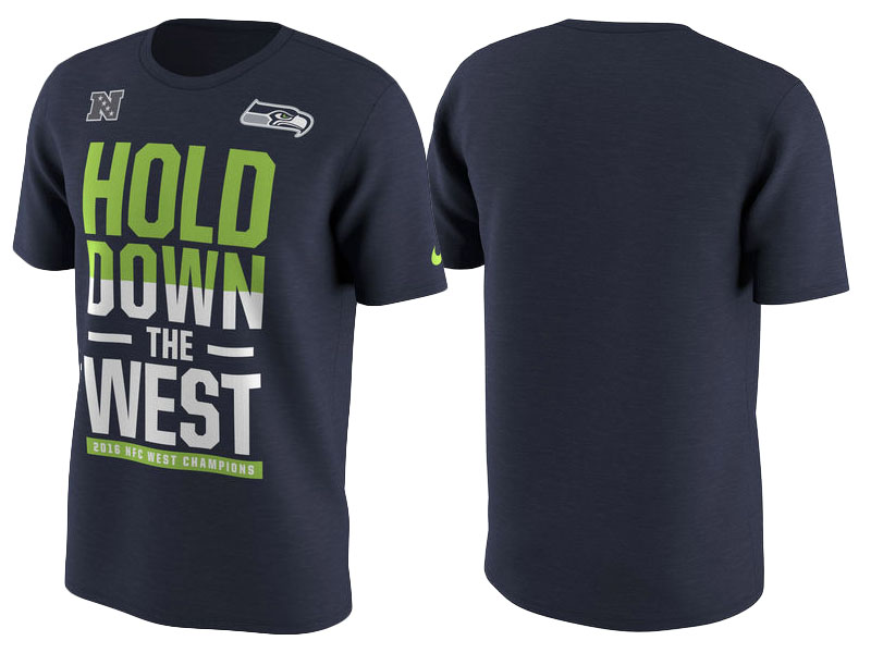 2016 NFC West Division Champions Seattle Seahawks College Navy T-Shirt