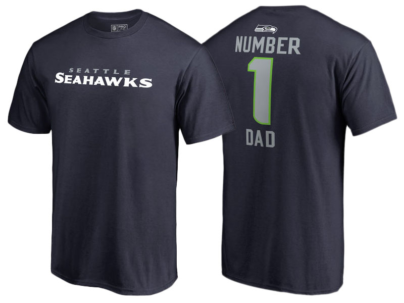 Men's Seattle Seahawks College Navy Father's Day Number 1 Dad T-Shirt