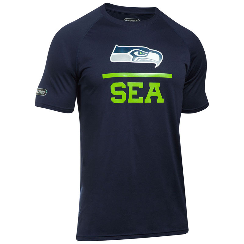 Seattle Seahawks College Navy Under Armour Combine Authentic Lockup Tech T-Shirt