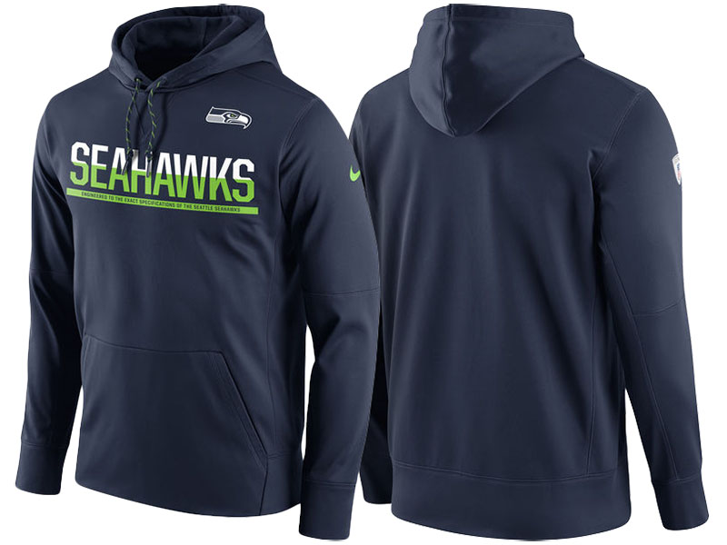 Seattle Seahawks College Navy Circuit Thermafit Sideline Winter Pullover Performance Hoodie