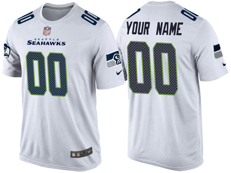 Seattle Seahawks Custom White Name & Number T-Shirt