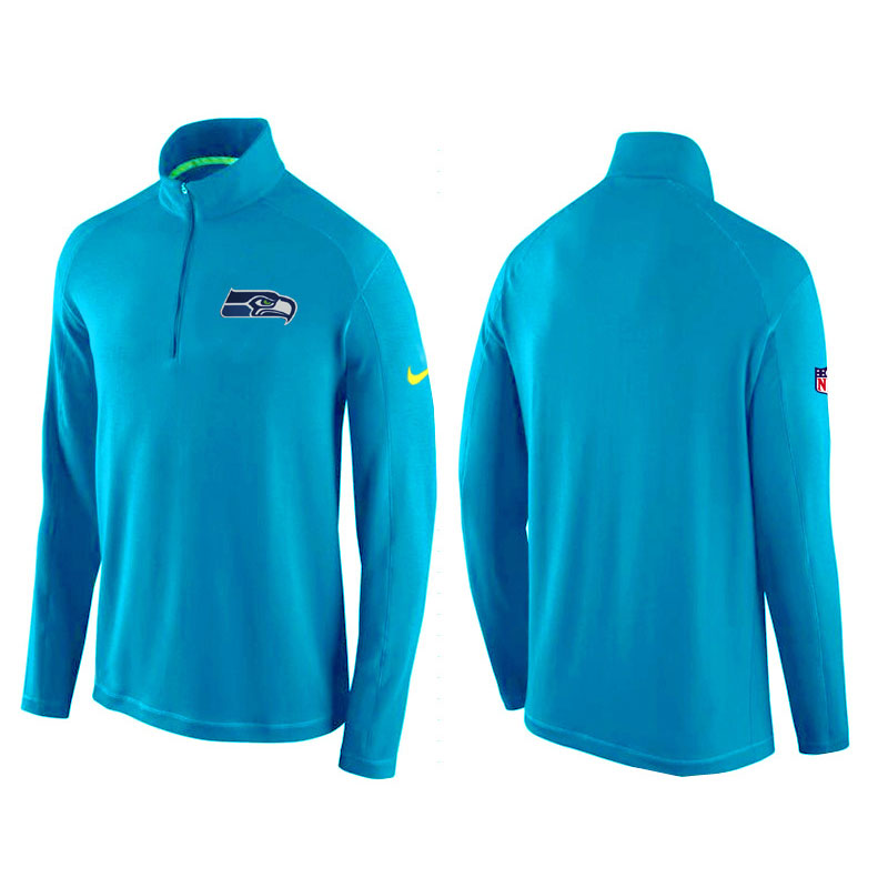 Seattle Seahawks Cyan Game Day Half-Zip Knit Performance Tri-Blend Jacket