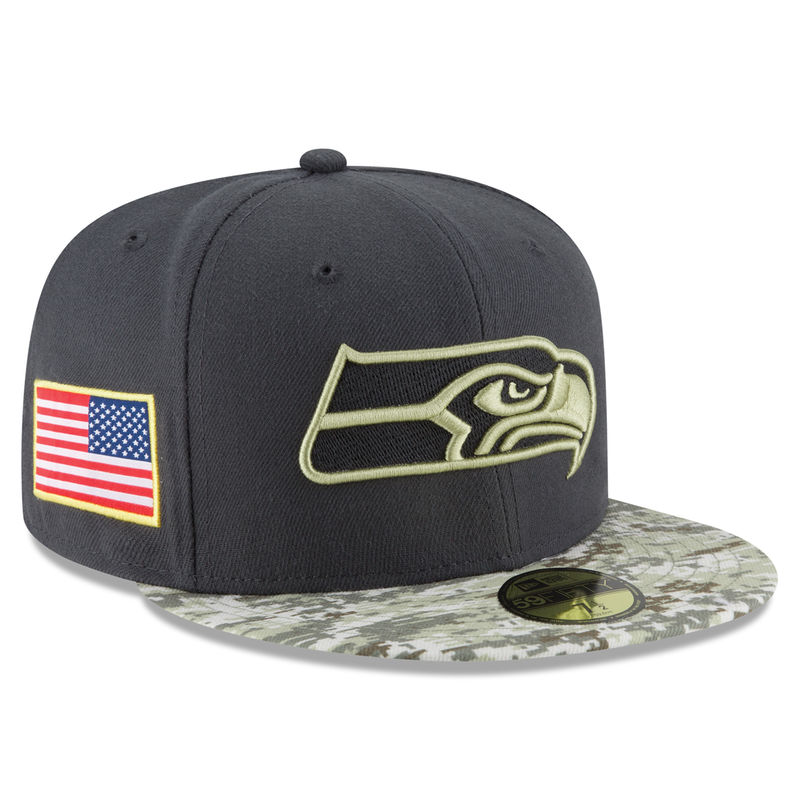 Seattle Seahawks Graphite Salute To Service Sideline Camo Veterans Day 59FIFTY Fitted Hat