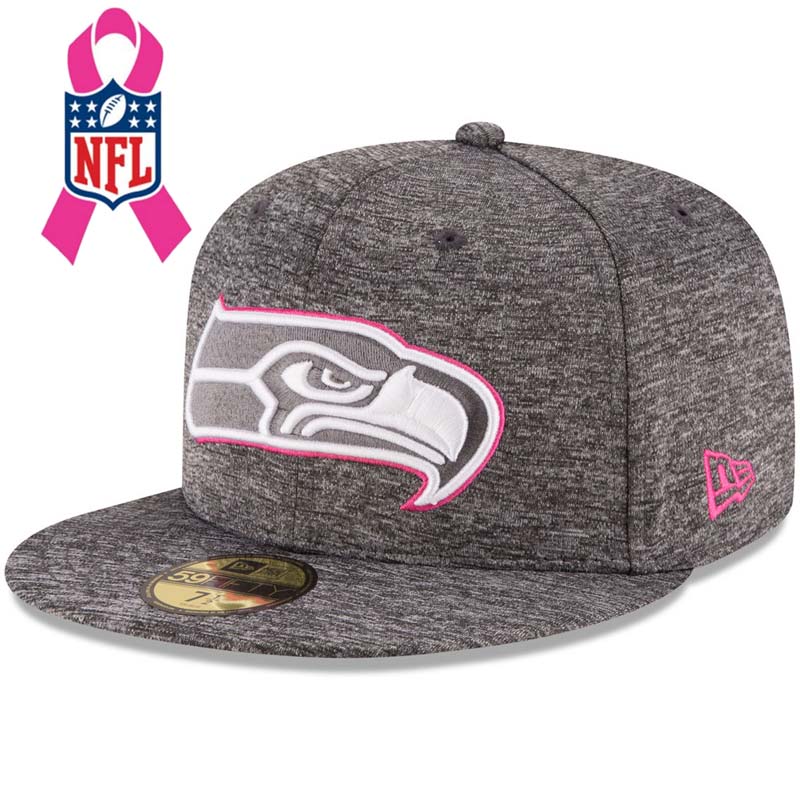 Seattle Seahawks Gray New Era Heather 2016 Breast Cancer Awareness Sideline 59FIFTY Fitted Hat