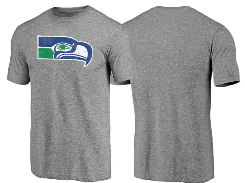 Seattle Seahawks Gray Throwback Logo Tri-Blend Short Sleeve T-Shirt