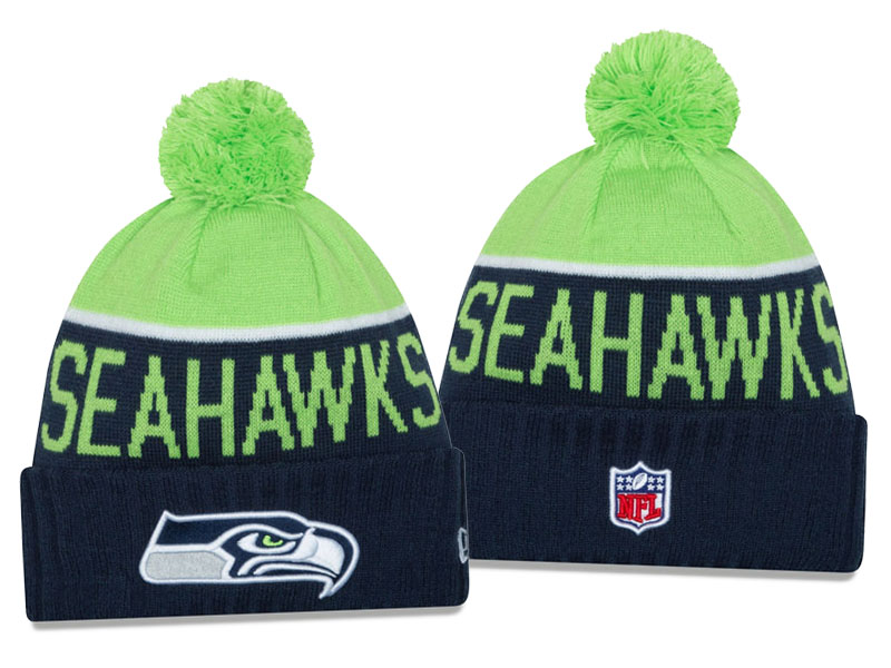 Seattle Seahawks Fans Gift -  New Era Green 2016 On Field Sport  Pom Winter Knit Hat