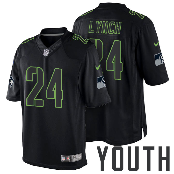 Youth Seattle Seahawks #24 Marshawn Lynch Black Impact Limited Jersey