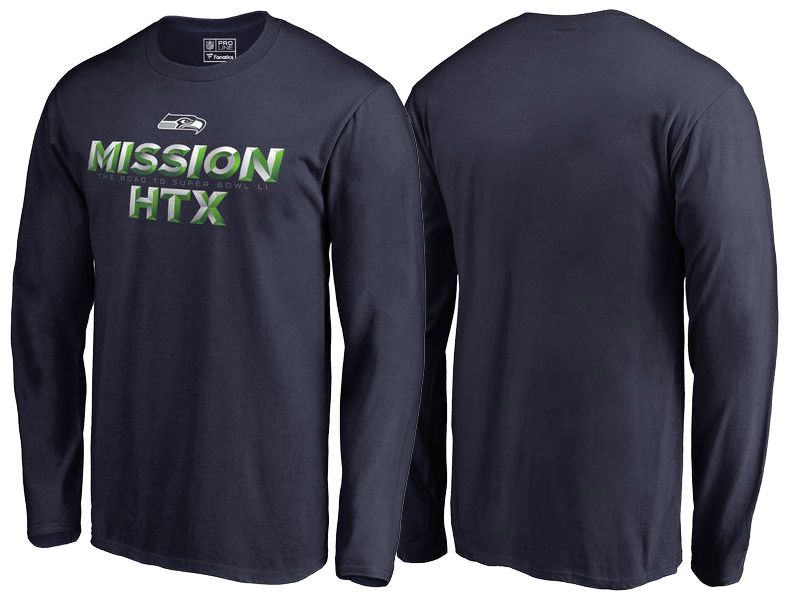 Seattle Seahawks Navy Mission HTX 2016 NFL Playoff Bound Long Sleeve T-Shirt