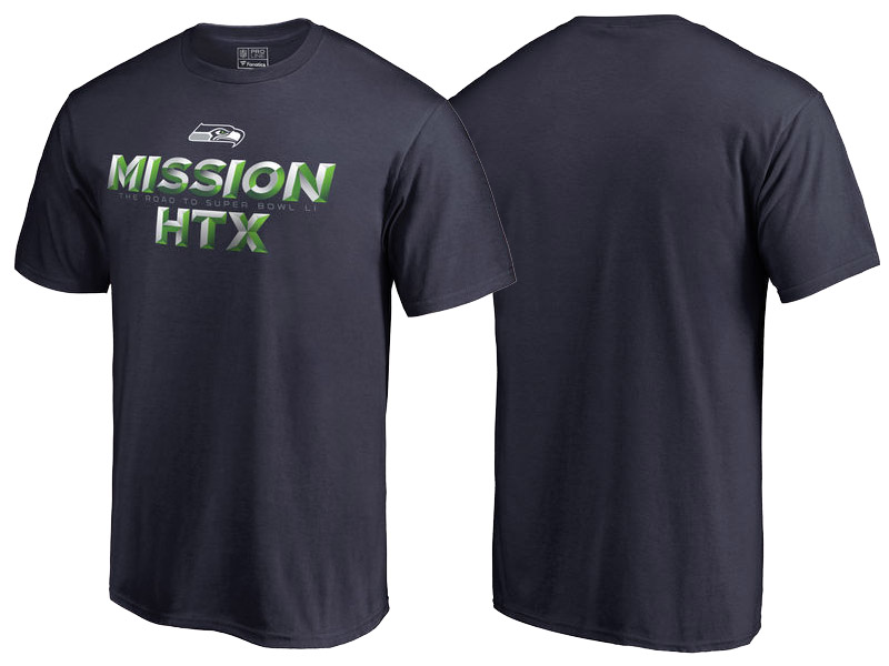 Seattle Seahawks Navy Mission HTX 2016 NFL Playoff Bound T-Shirt