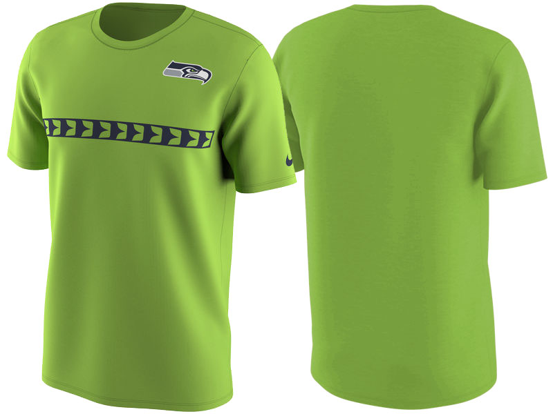 Seattle Seahawks Neon Green Color Rush Stripe T-Shirt