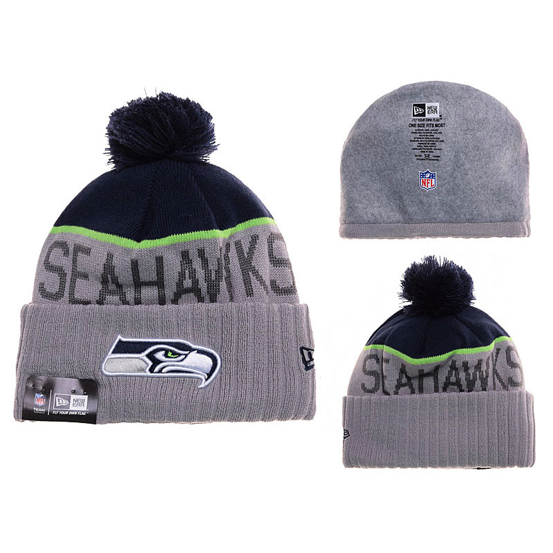 Men's Seattle Seahawks New Era Gray Sport Knit Hat With Pom