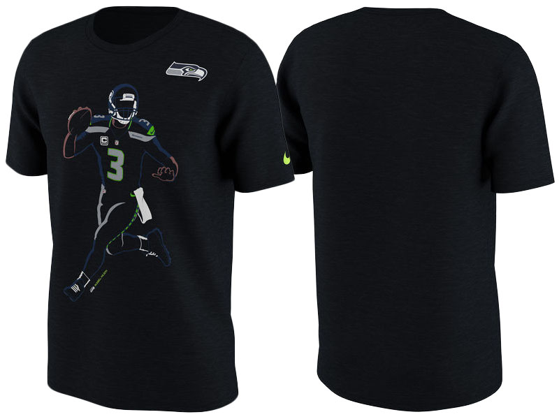 Seattle Seahawks Richard Sherman Black Player Silhouette 2.0 Name & Number T-Shirt