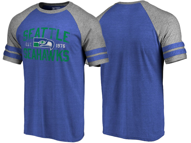 Seattle Seahawks Royal Refresh Tenacity Retro Raglan Tri-Blend T-Shirt