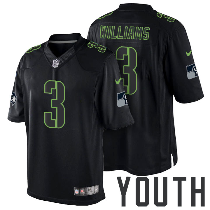 Youth Seattle Seahawks #3 Russell Wilson Black Impact Limited Jersey