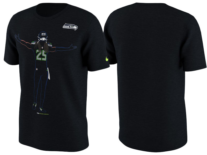 Seattle Seahawks Russell Wilson Black Player Silhouette 2.0 Name & Number T-Shirt