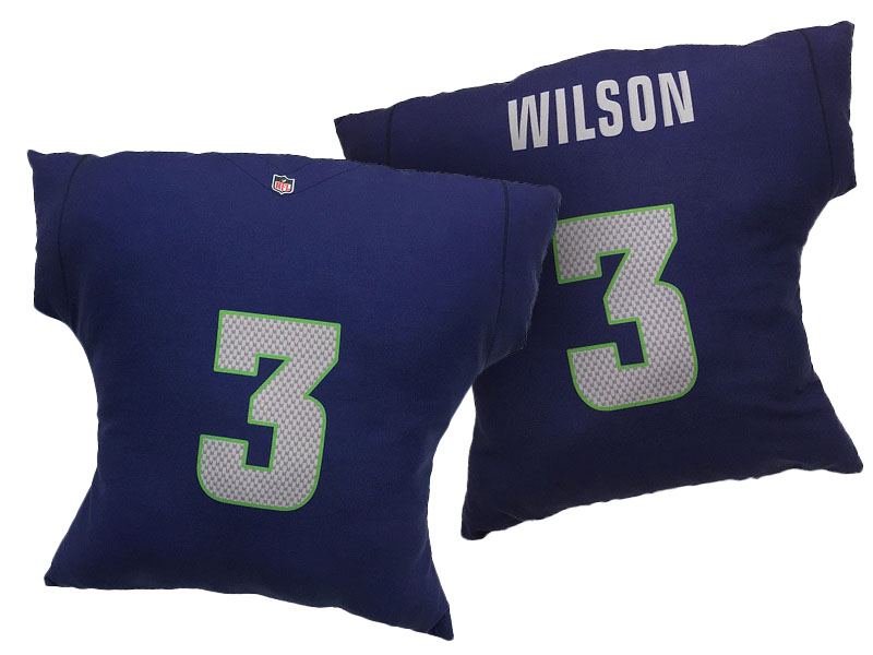 Seattle Seahawks #3 Russell Wilson College Navy 2016 Chrismas Day Name & Number Pillow