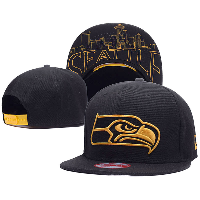 Seattle Seahawks New Era Black Super Bowl 50 Gold Collection 9FIFTY Adjustable Hat