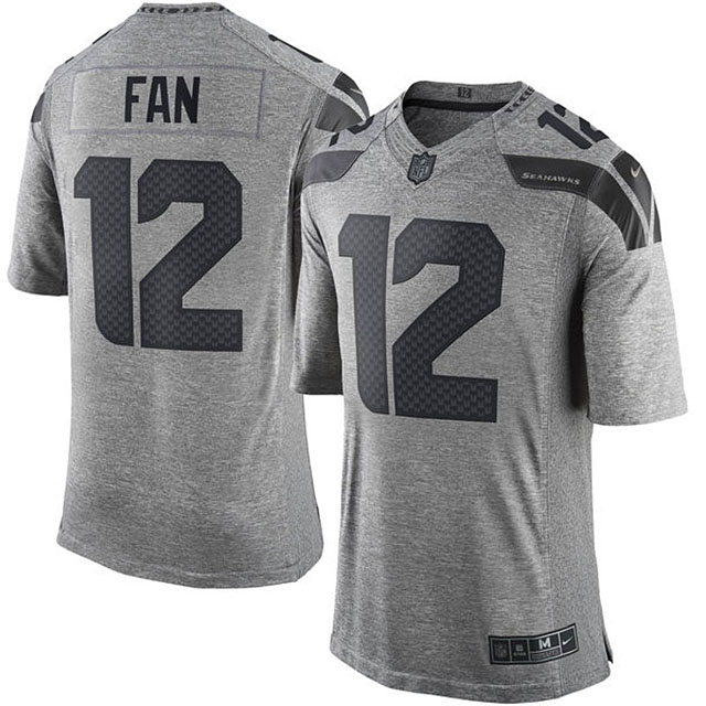 Men's Seattle Seahawks #12 12th Fan Gridiron Gray Limited Jersey