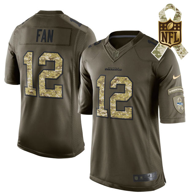 Men's Seattle Seahawks #12 12th Fan Green Salute To Service Limited Jersey