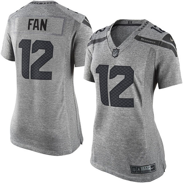 Women's Seattle Seahawks #12 12th Fan Gridiron Gray Limited Jersey