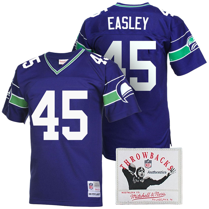 Seattle Seahawks #45 Kenny Easley Royal Blue Throwback Retired Player Jersey