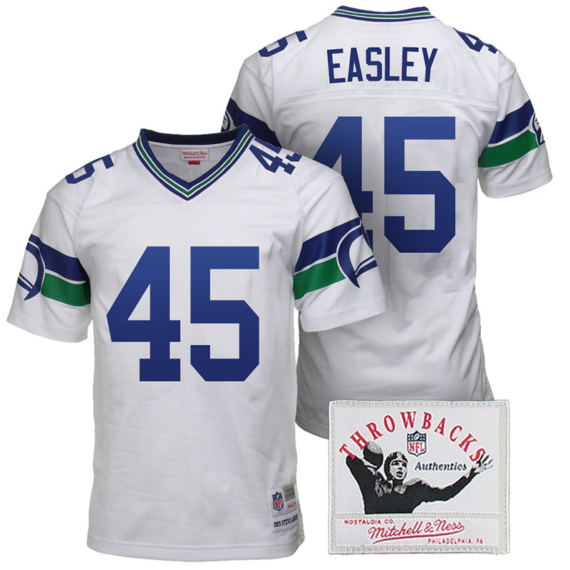 Seattle Seahawks #45 Kenny Easley White Throwback Retired Player Jersey