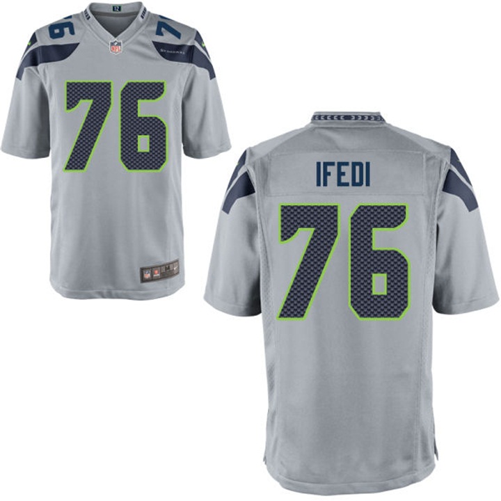 Seattle Seahawks #76 Germain Ifedi Gray Game Jersey